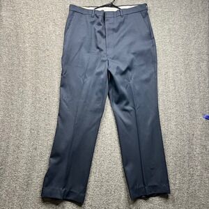 Vintage Sears SportsWear Dress Pants Mens 38x32 Navy Blue Fits 36x30 Perma-Prest